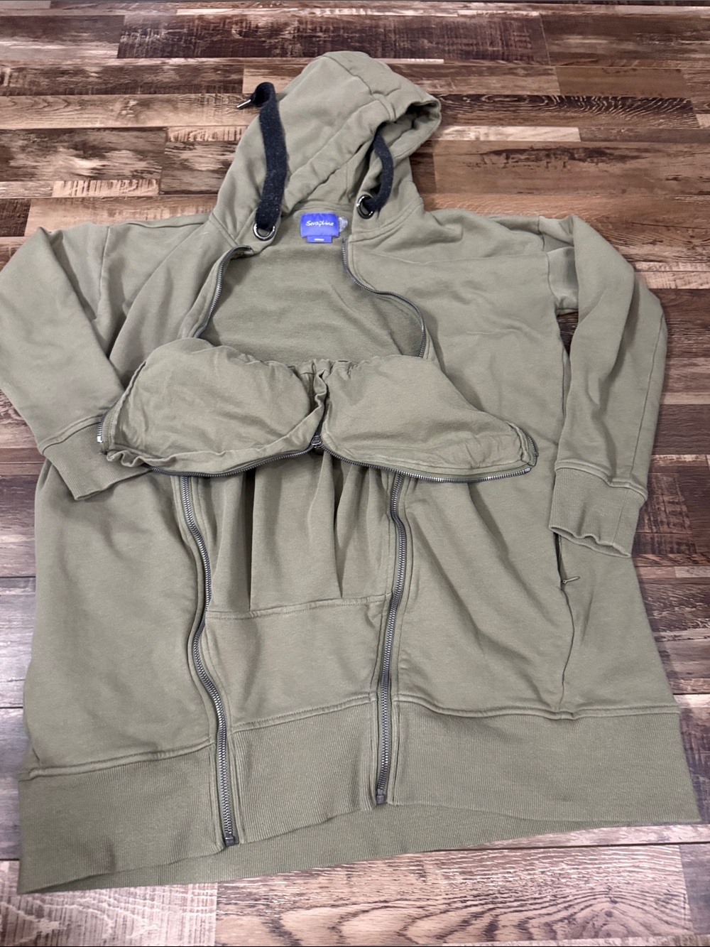 Seraphine Olive Green Zip-Up Maternity Hoodie